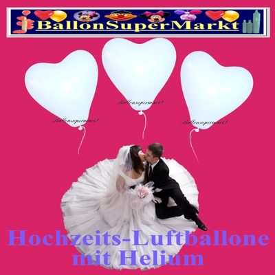 Hochzeit dekorieren oder Luftballons steigen lassen mit Herzluftballons in Weiß