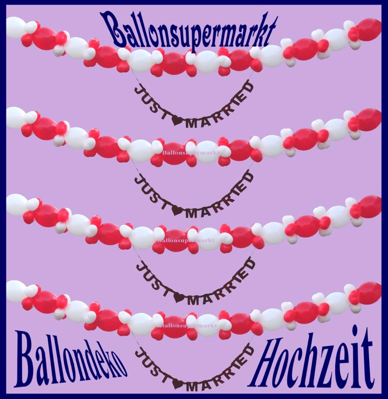 Ballondeko Hochzeit, Girlanden aus Kettenballons und Miniherzballons