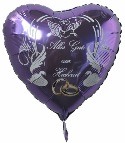 Luftballon Alles Gute zur Hochzeit, Herz Lila