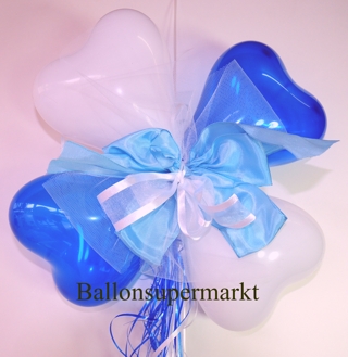 Ballondekoration Hochzeit: Mini.Herzluftballons mit Hochzeitsschleifen